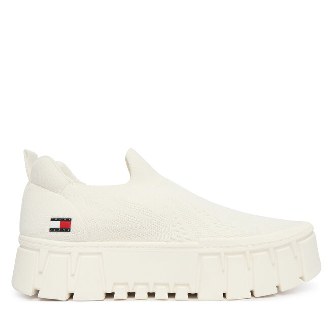 Sneakersy Tommy Jeans Tjw Chunky Knit Sneaker EN0EN03014 Biały - kobiece