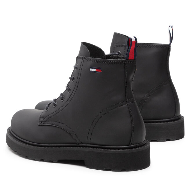 Tommy Jeans Turistická obuv Tommy Jeans Short Lace Up Leather Boot EM0EM01040 Black BDS