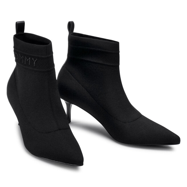 Tommy Hilfiger Botine Tommy Hilfiger Tommy Knit Kitten Heel Boot FW0FW04973 Black BDS