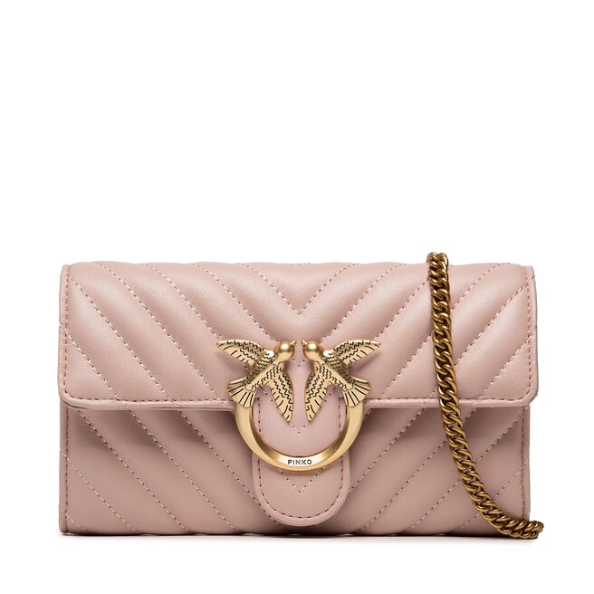 Torebka Pinko Love Wallet Chevron 3 Cl AI 22-23 PLTT 1P22UP - Różowy