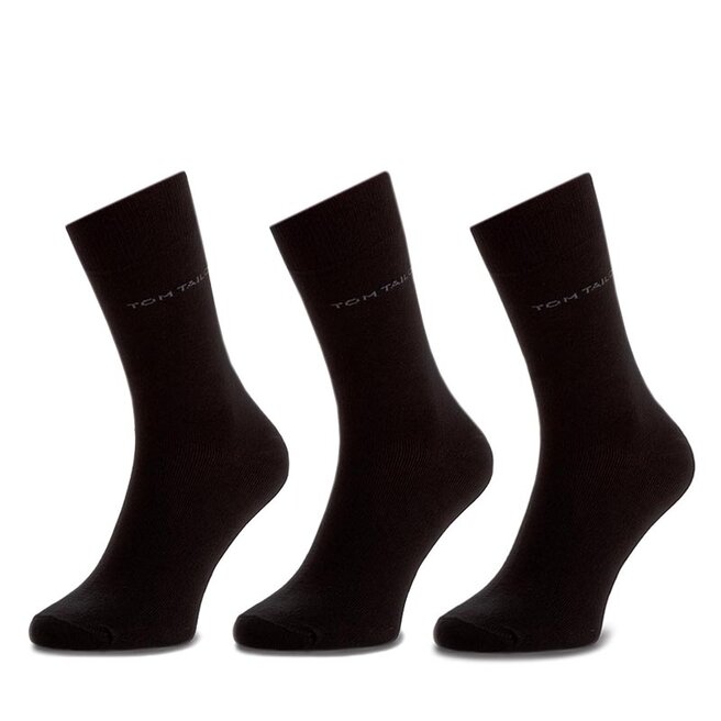 Tom Tailor Súprava 3 párov vysokých pánskych ponožiek Tom Tailor 9003 Black 610