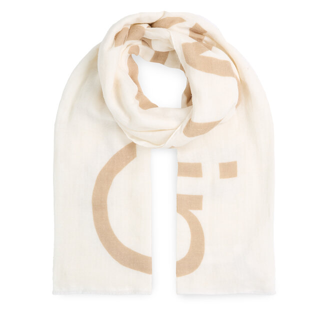 Szal Calvin Klein Bold Logo Cotton Hemp Scarf - Écru