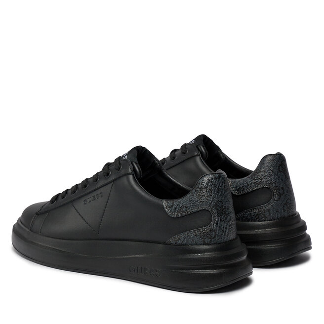 Baskets Guess Elba 4G Pour Homme - Cuir Noir, Logo 4G, Semelle Caoutchouc, Talon 4,5 Cm
