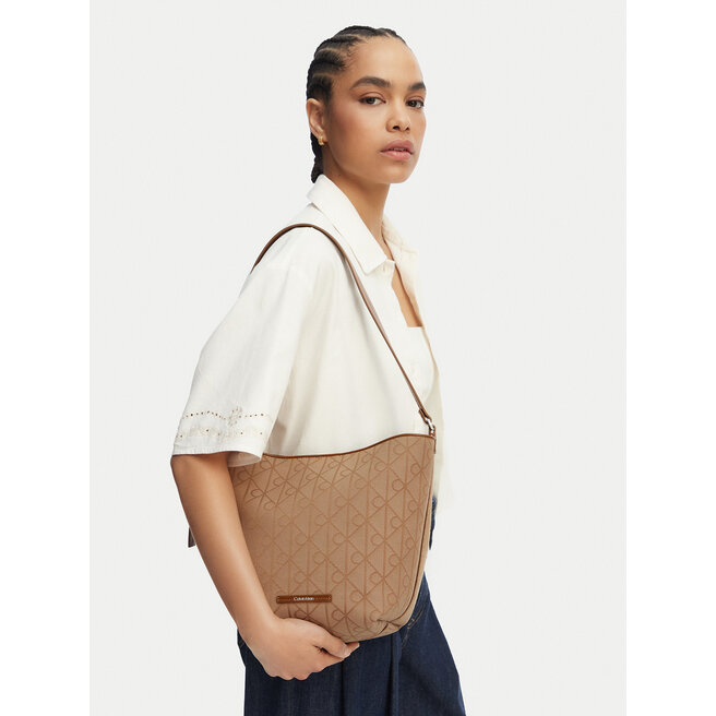 Torebka Calvin Klein Emblem Aop Jacquard Camera Bag LV04F3535G Brązowy -