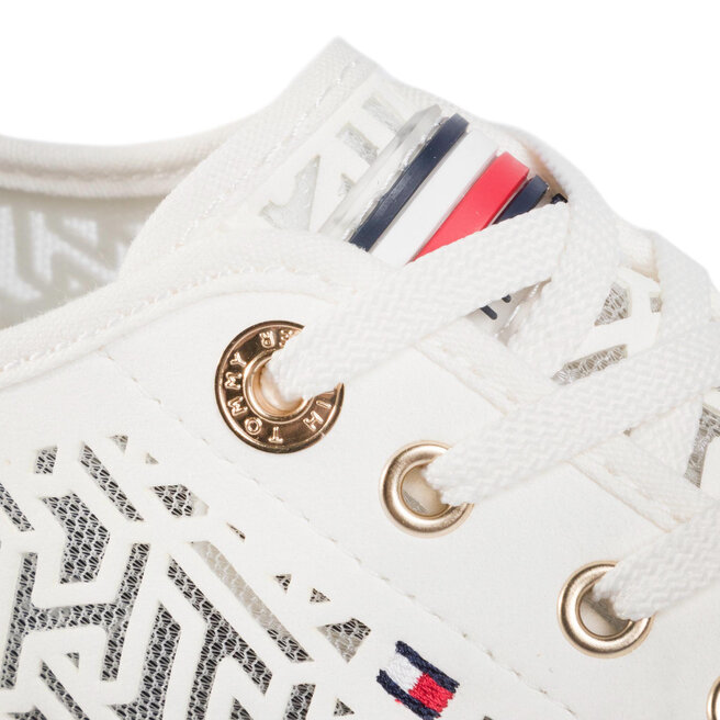 Sneakersy tommy hilfiger monogram flatform sneaker fw0fw04698 white ybs clearance