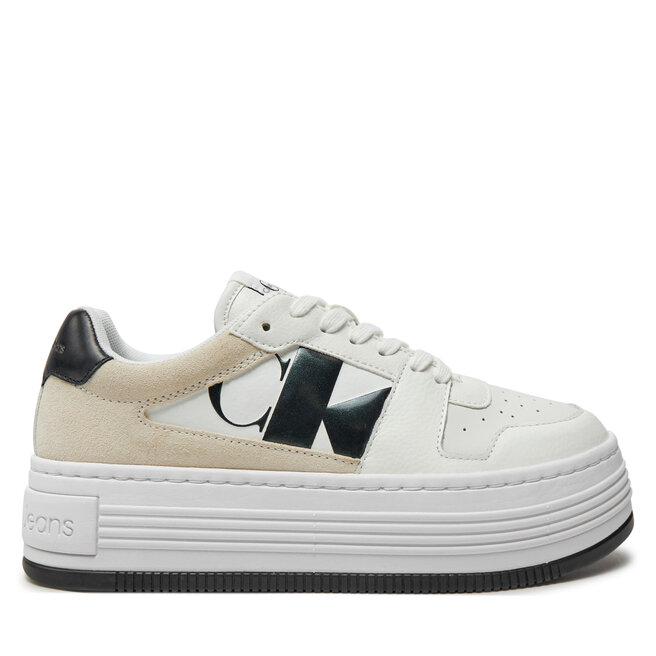 Sneakersy Calvin Klein Jeans Bold Platf Low Lace Mix Nbs Mtr - Biały