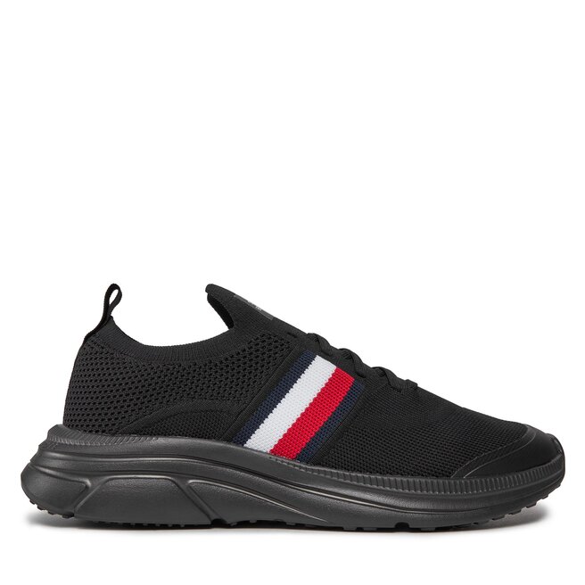 Sneakersy Tommy Hilfiger Modern Runner Knit Stripes Ess - Czarny