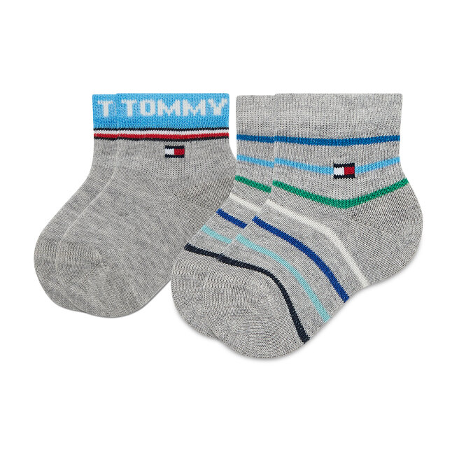 Tommy Hilfiger Set de 2 perechi de șosete lungi pentru copii Tommy Hilfiger 701218359 Grey Melange 003