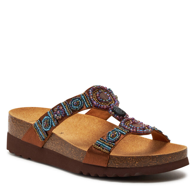 Chanclas Scholl Bogotá Brown Estilo Étnico Con Perlas