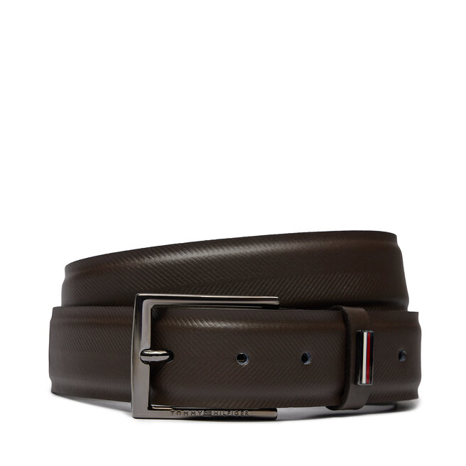 Pasek Męski Tommy Hilfiger Business Texture 3.5 Adj - Brązowy