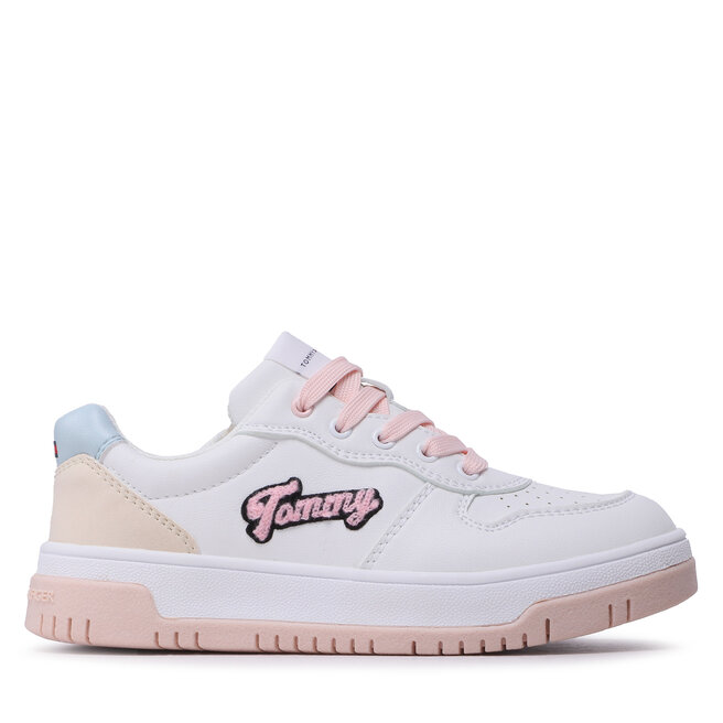 Tommy Hilfiger Sportcipő Tommy Hilfiger Logo Low Cut Lace-Up Sneaker T3A9-32726-1592 S White/Beige/Sky Blue Y259