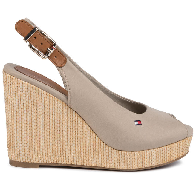 Tommy Hilfiger Espadrile Tommy Hilfiger Iconic Elena Sling Back Wedge FW0FW04789 Stone AEP