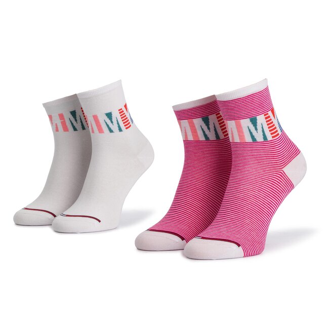Tommy Hilfiger 2 pár hosszú szárú női zokni Tommy Hilfiger 391006001 Pink/White 094