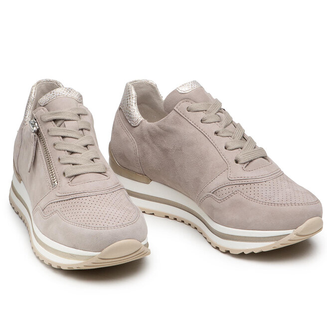 Gabor 66.518.50 - Baskets Basses Pour Femme En Cuir Blanc Avec Détails Métalliques - Semelle Antidérapante, Intérieur Amovible