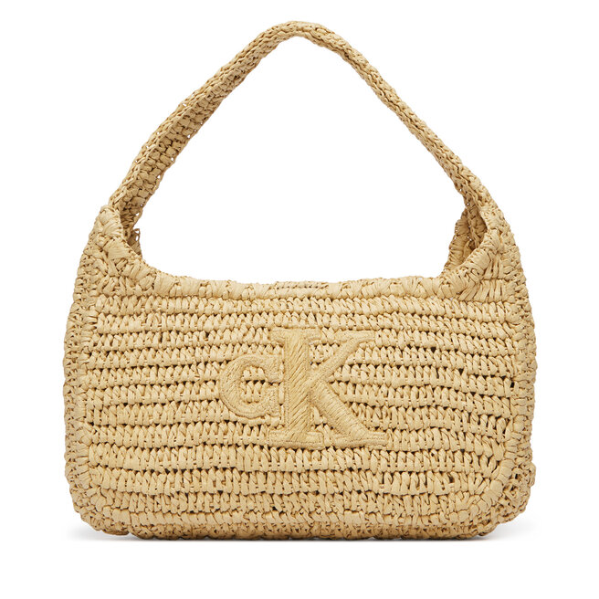 Torebka Calvin Klein Bold Ck Raffia Sm Shoulder Bag LV04F3449G Brązowy -