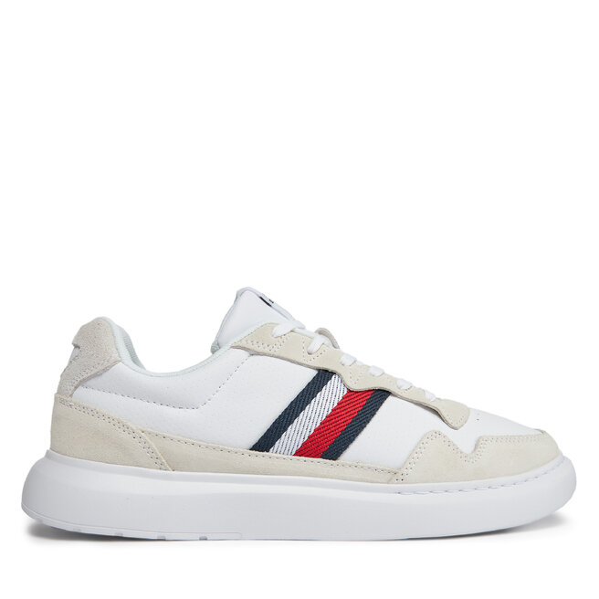 Sneakersy Tommy Hilfiger Light Cupsole Lth Mix Stripes - Biały