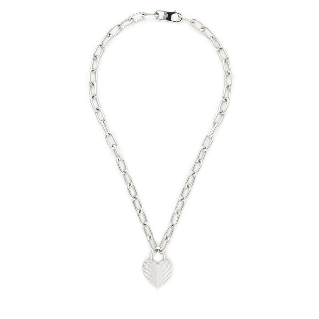 Naszyjnik Fossil Harlow Linear Texture Heart - Srebrny