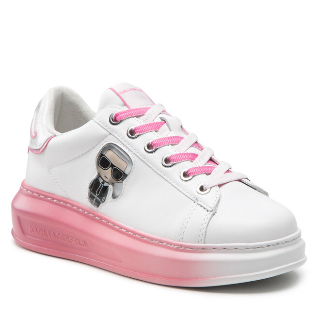 Sneakers KARL LAGERFELD KL62533 White Lthr W/Pink epantofi-Femei-Pantofi-Sneakerși imagine noua