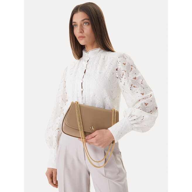 Torebka Calvin Klein Ck Convertible Chain Medium Bag LV04F3171G Beżowy -