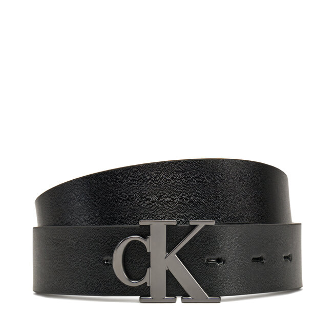 Pasek Męski Calvin Klein Jeans Monogram Plaque 35mm Rev/Adj - Czarny