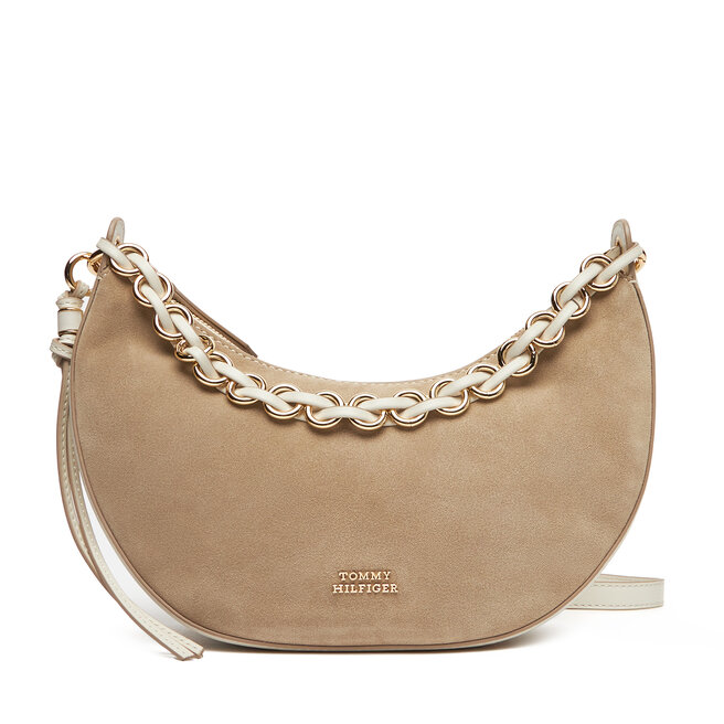 Torebka Tommy Hilfiger Moon Leather Crossover Suede - Beżowy