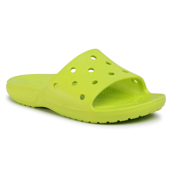 lime green crocs slides