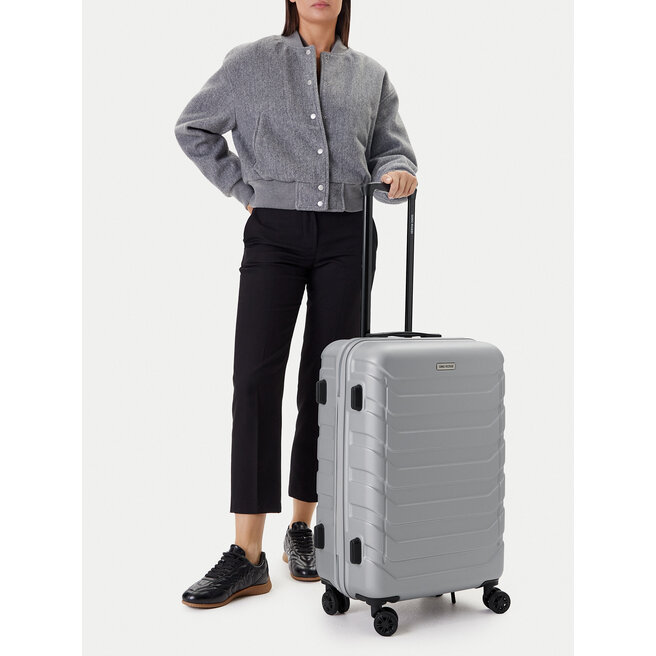 Walizka średnia Gino Rossi GIN-M-003-05-SILVER Srebrny -