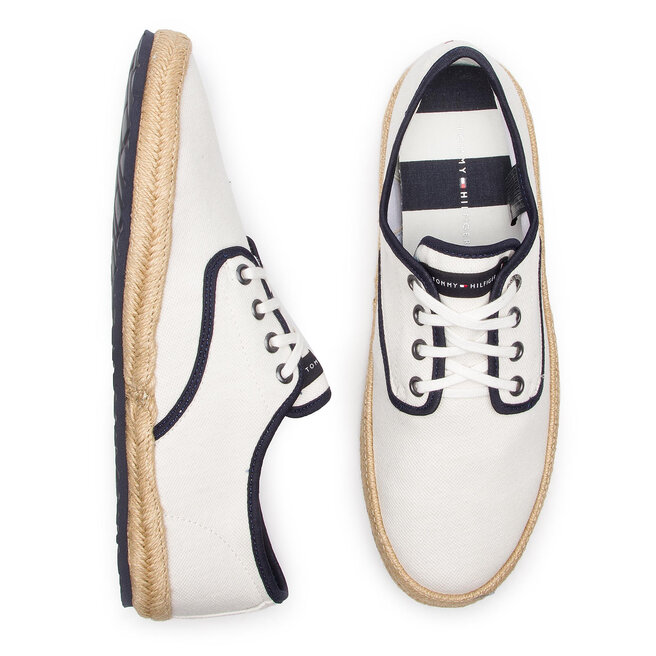 Tommy Hilfiger Εσπαντρίγιες Tommy Hilfiger Canvas Lace Up Espadrille FM0FM02254 White 100