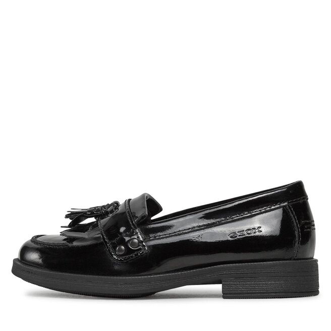 Mocassins Geox Fille Agata A - Cuir Verni - Semelle Respirante - Confort école - Sans Fermeture