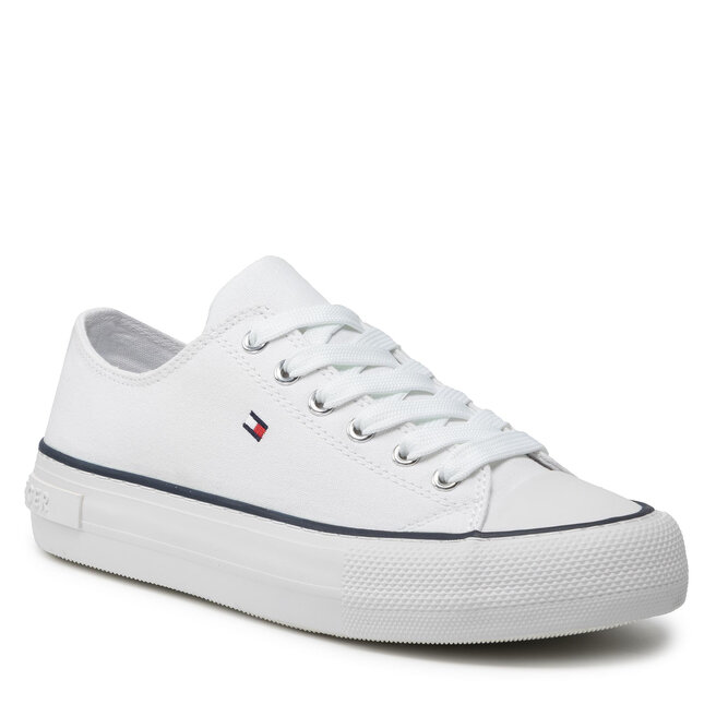 Teniși Tommy Hilfiger Low Cut Lace-Up Sneaker T3A4-32118-0890 S White 100