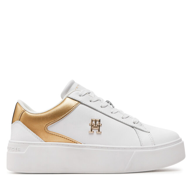 Sneakersy Tommy Hilfiger Th Platform Court Sneaker Gld - Biały