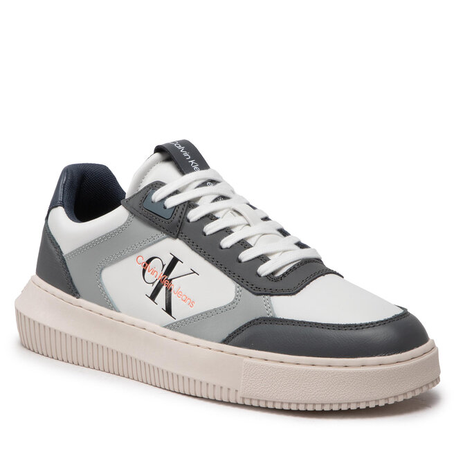 Sneakers Calvin Klein Jeans Chunky Cupsole Laceup Lth Mono YM0YM00550 White/Grey 0IV 0IV imagine noua