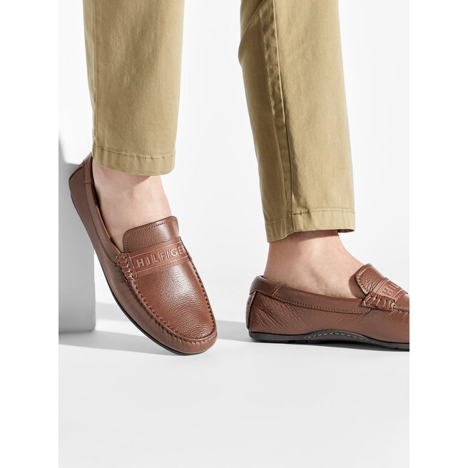 Tommy Hilfiger Μοκασίνια Tommy Hilfiger Printed Hilfiger Leather Driver FM0FM04113 Winter Cognac GVI