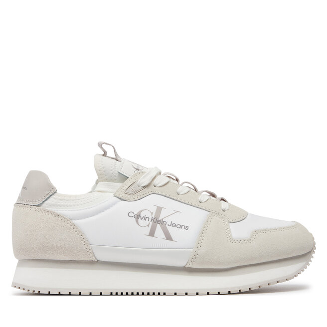 Sneakersy Calvin Klein Jeans Runner Sock Lace Up - Biały