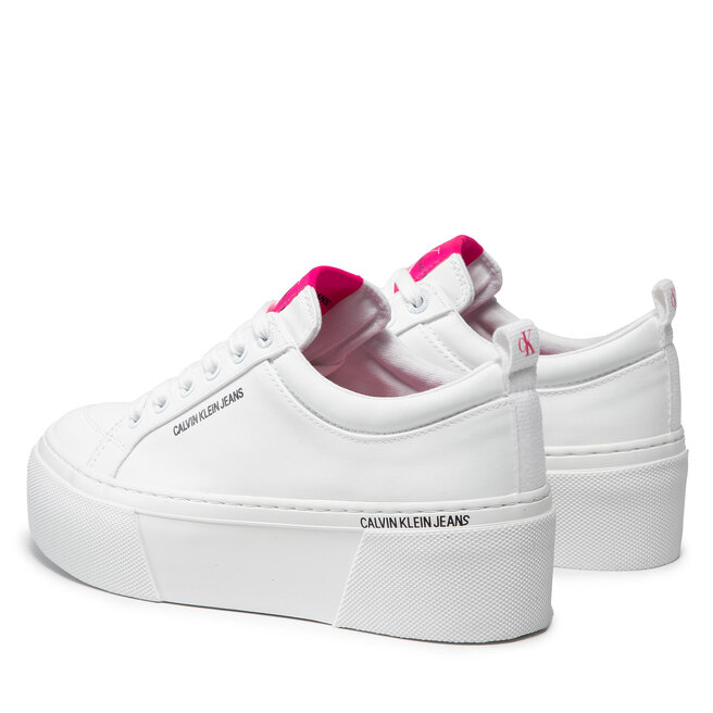 calvin klein white vulcanized flatform trainers