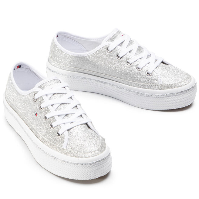 Tommy Hilfiger Αθλητικά Tommy Hilfiger Dressy Glitter Flatform Sneaker FW0FW050010IM Silver 0IM