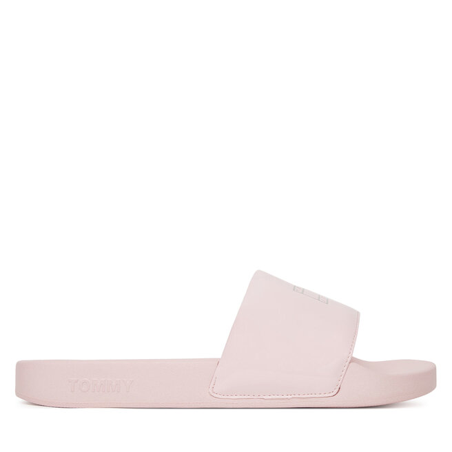 Klapki Tommy Jeans Flag Pool Slide Patent - Różowy