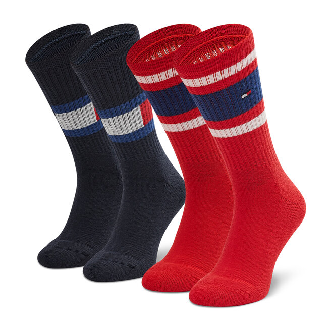 Zestaw 2 par wysokich skarpet unisex Tommy Hilfiger - Czerwony