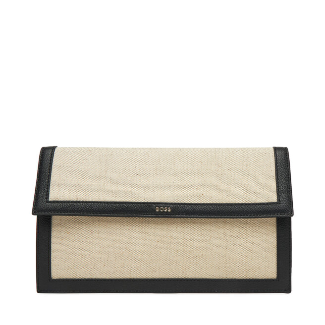 Duży Portfel Damski BOSS Alyce Flat Pouch CV - Beżowy
