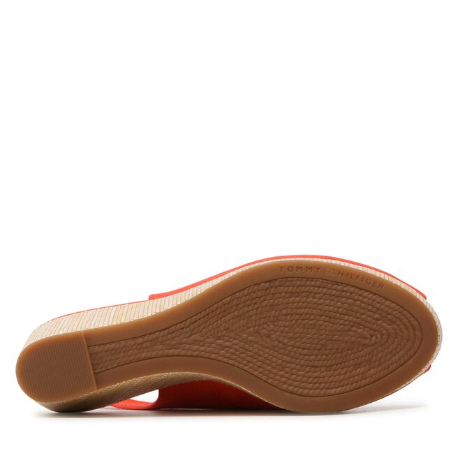 Tommy Hilfiger Sandále Tommy Hilfiger Iconic Elba Sling Back Wedge FW0FW04788 Deep Orange SNX
