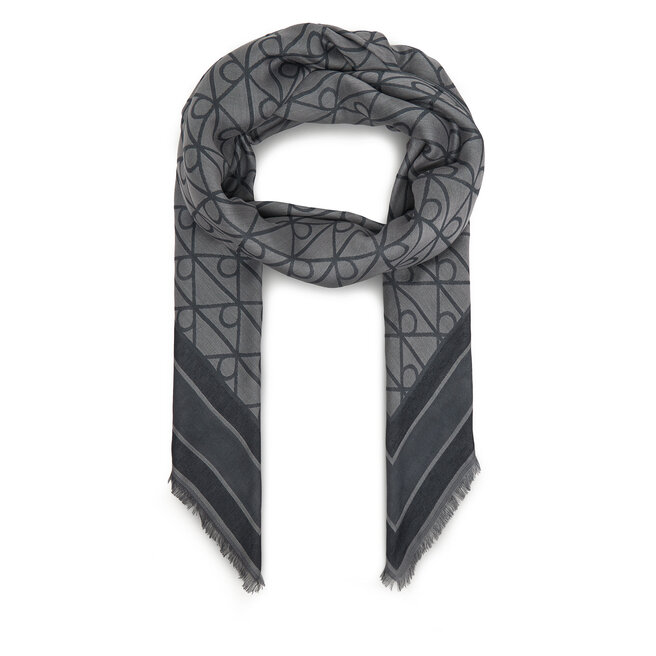 Chusta Calvin Klein Emblem Aop Jacquard Square Scarf LV04F8080G Czarny -