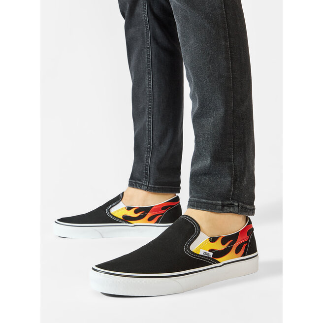 Vans Teniși Vans Classic Slip-On VN0A38F7PHN1 (Flame) Black/Black/Tr Wht