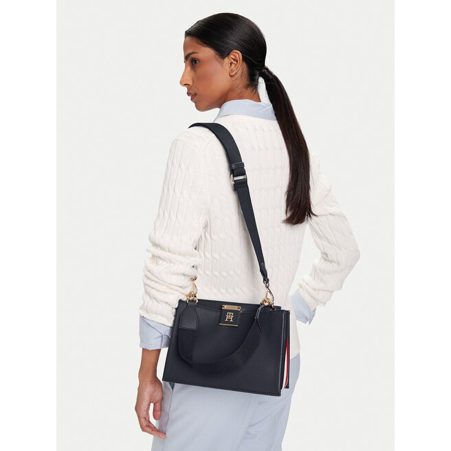 Torebka Tommy Hilfiger Th Her Med Satchel Corp AW0AW17830 Granatowy -