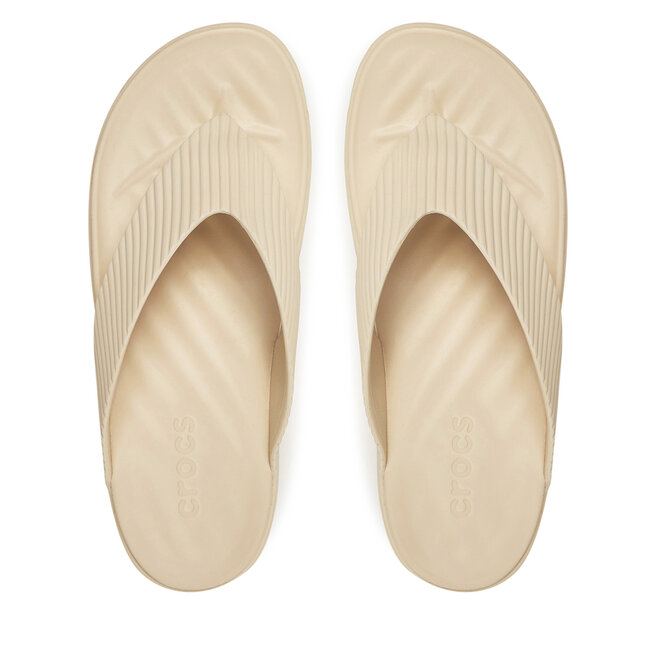 Japonki Crocs Getaway Groove Platform Flip - Beżowy