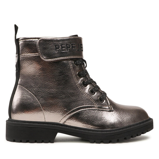 Pepe Jeans Kozačky Pepe Jeans Hatton Strap Metal PGS50168 Silver 934