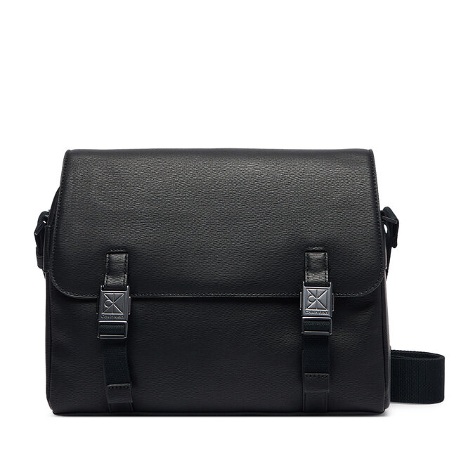 Saszetka Calvin Klein Emblem Hw Flap Messenger LV04D3508G Czarny -