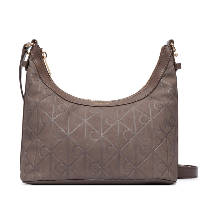 Torebka Calvin Klein Emblem Aop Sueded Shoulder Bag LV04F3880G Beżowy -