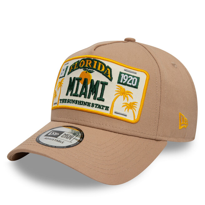 Czapka z daszkiem New Era Miami License Plate 9FORTY A-Frame - Beżowy