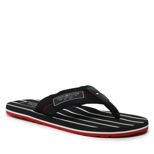 Flip flop Tommy Hilfiger Patch Hilfiger Beach Sandal FM0FM04470 Black BDS BDS imagine noua