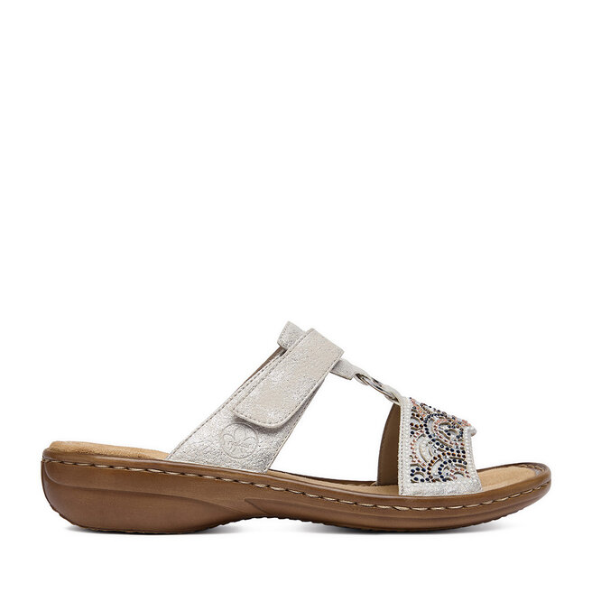 Klapki Rieker CEO-608K2-40 Srebrny -